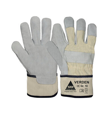 Arbeitshandschuhe Verden, Leder, grau/beige, Größe 10 / XL