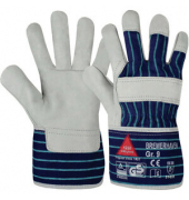 Arbeitshandschuhe Bremerhaven, Leder, natur/blau, Gr&ouml;&szlig;e 9
