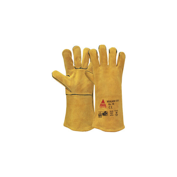 6 Stück Hase Schweißerhandschuhe Mühlheim I Super, Leder, gelb, Größe 10 / XL 4018949310100 Hase