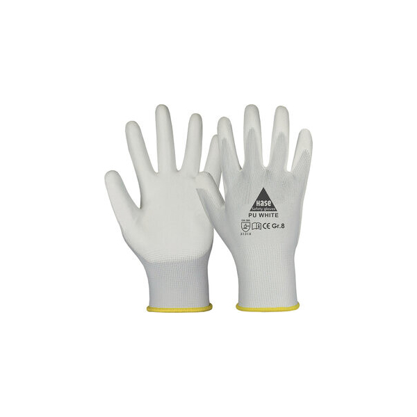 10 Stück Hase Montagehandschuhe PU White, PU, weiß, Größe 8 / M 4018949378490 Hase