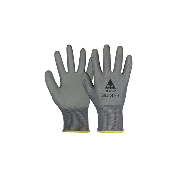 10 Stück Hase Montagehandschuhe PU Grey, PU, grau, Größe 8 / M 4018949379121 Hase