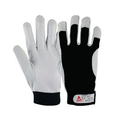Montagehandschuhe Power Grip II, Leder, schwarz/grau, Größe 9 / L