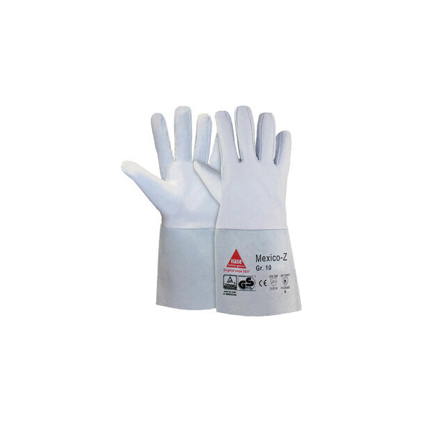 Hase - 1 Paar Schweißerhandschuh 403500 mexico-z 5-finger 35 cm Ziegennappaleder mit Spaltlederstulpe Gr 10