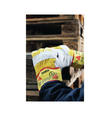Arbeitshandschuhe Sande, Leder, gelb/grau, Größe 10 / XL