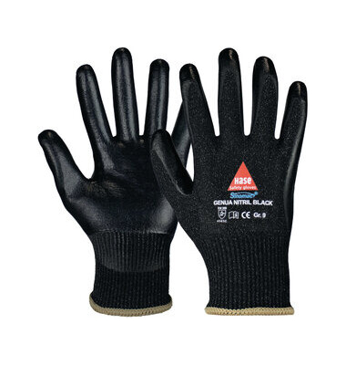 Schnittschutzhandschuhe Genua Nitril Black, Nitril, schwarz, Größe 9 / L