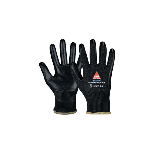 10 Stück Hase Schnittschutzhandschuhe Genua Nitril Black, Nitril, schwarz, Größe 9 / L 4018949504097 Hase