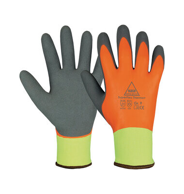 Winter-/Montagehandschuh SuperFlex Thermo+, Latex, Latexschaum, neon gelb/neon orange/grau, Größe 9 / L