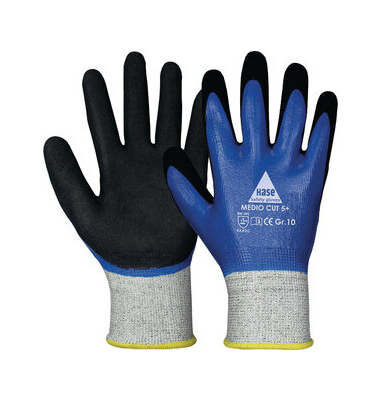 Schnittschutzhandschuhe Medio Cut 5+, Nitril, Nitrilschaum, schwarz/blau/grau, Größe 10 / XL