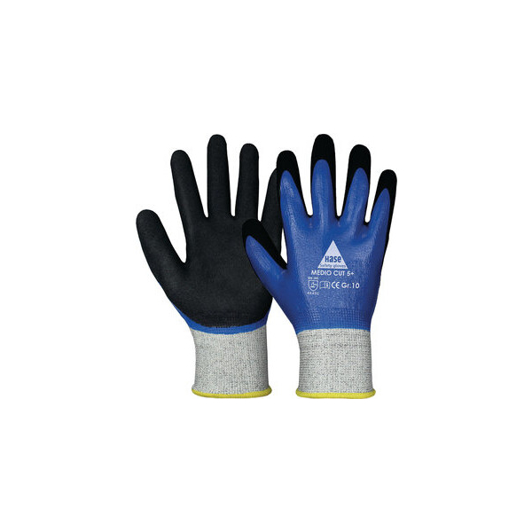10 Stück Hase Schnittschutzhandschuhe Medio Cut 5+, Nitril, Nitrilschaum, blau/schwarz, Größe 10 / XL 4018949508408 Hase