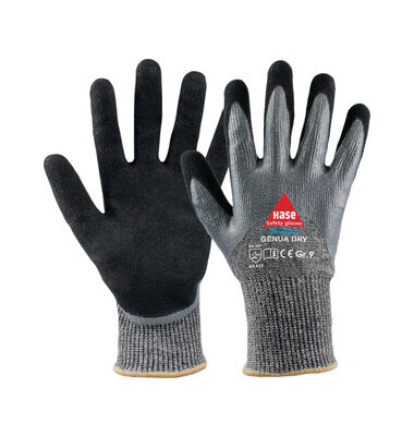 Schnittschutzhandschuhe Genua Dry, Nitril, Nitrilschaum, schwarz/blau/grau, Größe 9 / L