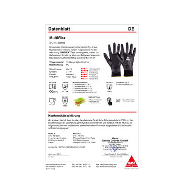 Montagehandschuhe MultiFlex, PU, schwarz, Größe 9 / L