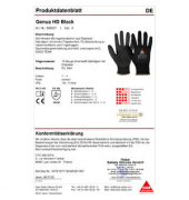 Schnittschutzhandschuhe Genua HD Black, Polyurethan, schwarz, Größe 11 / XXL