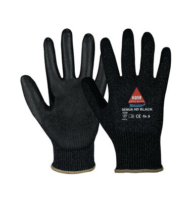 Schnittschutzhandschuhe Genua HD Black, Polyurethan, schwarz, Größe 9 / L