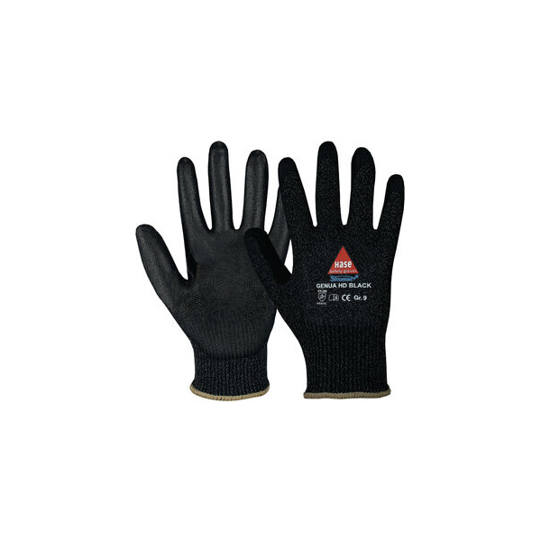 10 Stück Hase Schnittschutzhandschuhe Genua HD Black, Nitril, Polyurethan, schwarz, Größe 9 / L 4018949850798 Hase