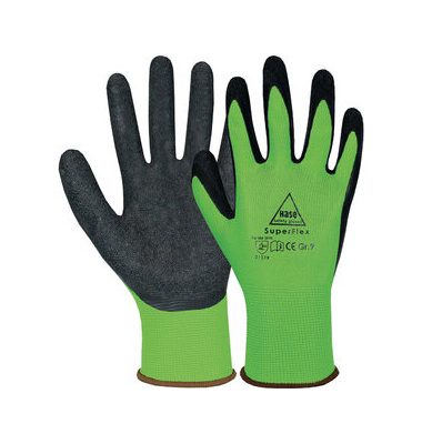 Montagehandschuhe SuperFlex Green, Latex, gr&uuml;n/schwarz, Gr&ouml;&szlig;e 9 / L
