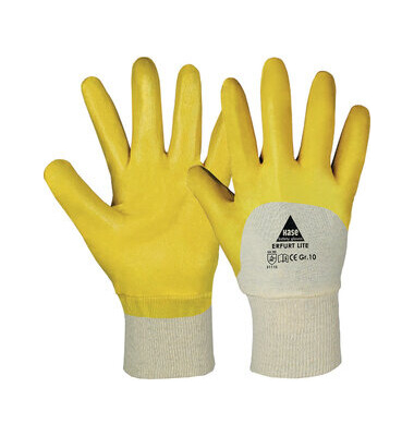 Nitril-Arbeitshandschuh Erfurt Lite, Nitril, gelb/weiß, Größe 10 / XL
