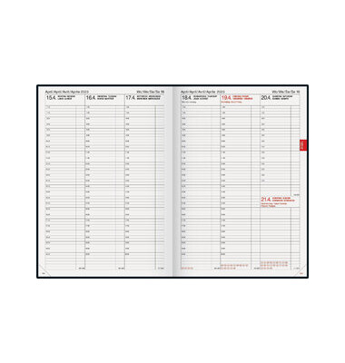Buchkalender 1076361905, Modell 763, schwarz, 1 Woche / 2 Seiten, 21x29cm (A4), 2025