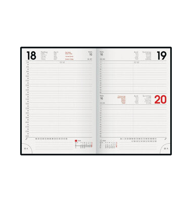 Buchkalender 1079557905, Modell 795, schwarz, 1 Tag / 1 Seite, 14,5x20,6cm (A5), 2025