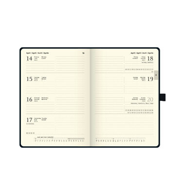Buchkalender 1079166905, Kompagnon 791, schwarz, 1 Woche / 2 Seiten, 14,8x21cm (A5), 2025