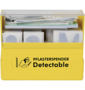 Pflasterspender Detectable, gefüllt, ABS, 16 × 12,2 × 5,7 cm, gelb