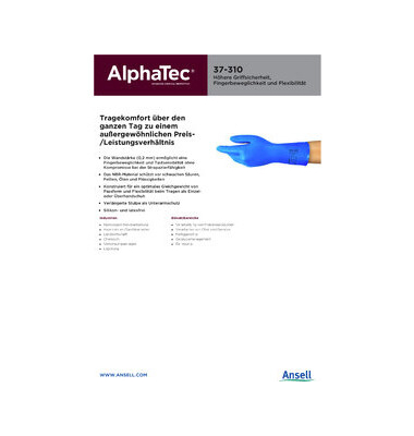Chemikalienschutzhandschuhe AlphaTec, Nitril, blau, Größe 8 / M