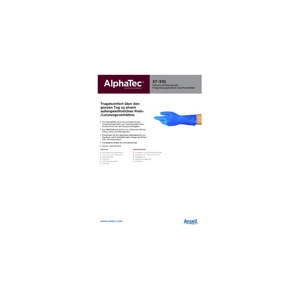 12 Stück Ansell Chemikalienschutzhandschuhe AlphaTec, Nitril, blau, Größe 8 / M 0076490437463 Ansell