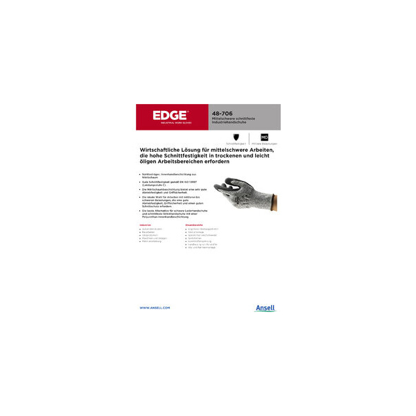 12 Stück Ansell Arbeitshandschuhe EDGE, Nitrilschaum, grau/schwarz, Größe 10 / XL 0076490450366 Ansell
