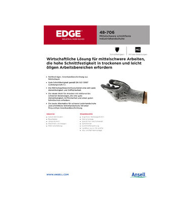 Arbeitshandschuhe EDGE, Nitrilschaum, grau/schwarz, Größe 7 / S