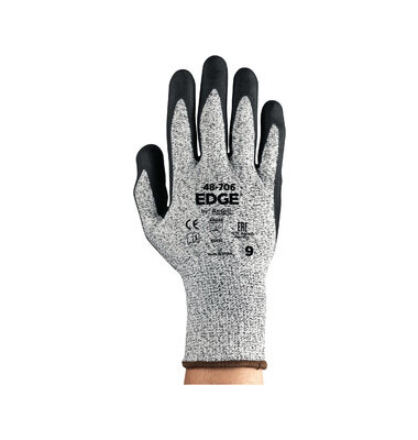 Arbeitshandschuhe EDGE, Nitrilschaum, grau/schwarz, Größe 9 / L