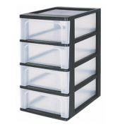 Aufbewahrungsbox 6173, außen 26x35,5x49cm, Polypropylen transparent/schwarz