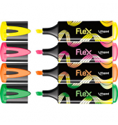 Textmarker FLUO PEPS FLEX, 740300, Etui, 4-farbig sortiert, 1-5mm Keilspitze