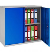 Stahlschrank SCL SCL0891GBK, abschlie&szlig;bar, 2 OH, grau/blau, 91,5x83x37cm (BxHxT)