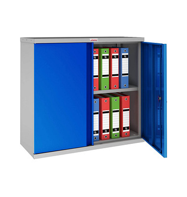 Stahlschrank SCL SCL0891GBK, abschlie&szlig;bar, 2 OH, grau/blau, 91,5x83x37cm (BxHxT)