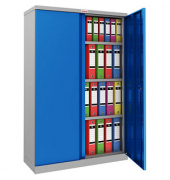 Stahlschrank SCL SCL1491GBK, abschlie&szlig;bar, 4 OH, grau/blau, 91,5x140x37cm (BxHxT)