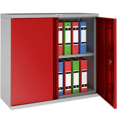 Stahlschrank SCL SCL0891GRK, abschlie&szlig;bar, 2 OH, grau/rot, 91,5x83x37cm (BxHxT)