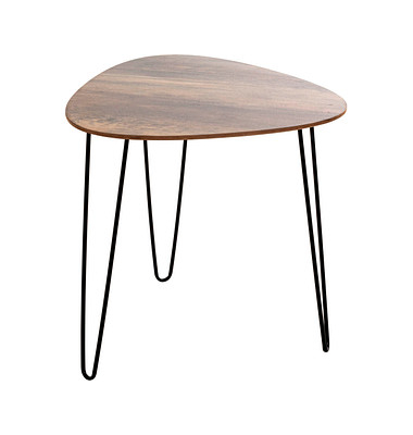 Beistelltisch 24868, 48cm (H), 48x48cm (BxT), dreieckig abgerundet, eiche / schwarz