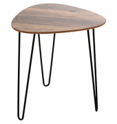 Beistelltisch 24869, 43cm (H), 40x40cm (BxT), dreieckig abgerundet, eiche / schwarz