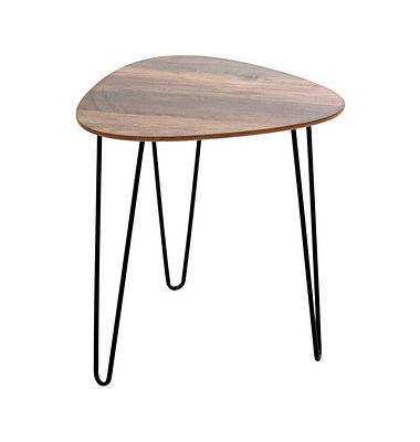 Beistelltisch 24869, 43cm (H), 40x40cm (BxT), dreieckig abgerundet, eiche / schwarz