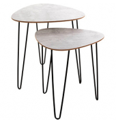Beistelltisch 25656, 43/48cm (H), 40/48cmx40/48cm (BxT), dreieckig abgerundet, Betonoptik / schwarz