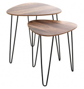 Beistelltisch 25856, 43/48cm (H), 40/48cmx40/48cm (BxT), dreieckig abgerundet, eiche / schwarz