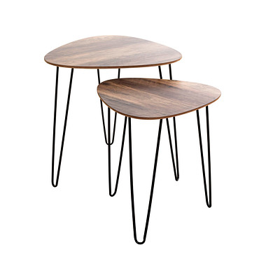 Beistelltisch 25856, 43/48cm (H), 40/48cmx40/48cm (BxT), dreieckig abgerundet, eiche / schwarz