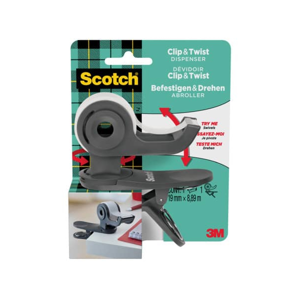 4054596714953 - Scotch® Abroller Clip‘n Twist C19-Clip-CG für Rollen L 33 m x B 19 mm inkl 1 Rolle Scotch® Magic™ Klebeband dgrau 4054596714953 - Scotch® Abroller Clip‘n Twist C19-Clip-CG für Rollen L 33 m x B 19 mm inkl 1 Rolle Scotch® Magic™ Klebeband dgrau