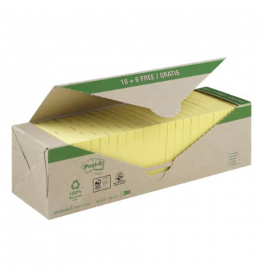 Haftnotizen 654-RYP24, Recycling Notes, 76x76mm, gelb, quadratisch