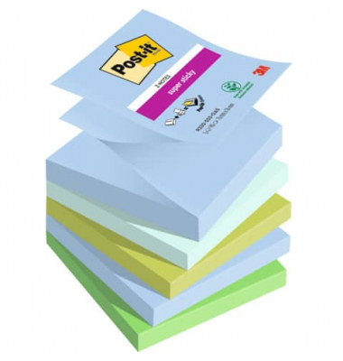 Haftnotizen 7100258791, 76x76mm, farbig sortiert (denimblau/mint/limonengr&uuml;n/immergr&uuml;n/t&uuml;rkis), quadratisch