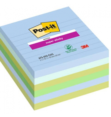 Haftnotizen 675-6SS-OAS, 101x101mm, farbig sortiert (denimblau/mint/limonengr&uuml;n/immergr&uuml;n/seeglasgr&uuml;n), quadratisch