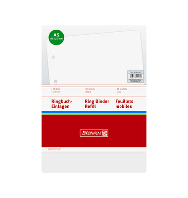 Ringbucheinlagen 10-66300, blanko, A5, 70g, 6-fach-Lochung
