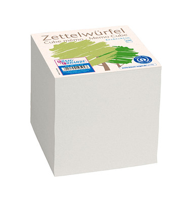 Zettelklotz 8655630, 85x85mm, geleimt, grau, Recyclingpapier, 650 Blatt