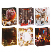 Geschenktasche 87311-SG Weihnachten Serie 11, Weihnachten, Kunststoffkordel, 6 Motive sortiert, 26cm x 32cm