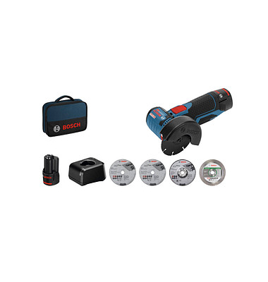 BOSCH GWS 12V-76 Professional Akku-Winkelschleifer-Set 12,0 V, mit 2 Akkus