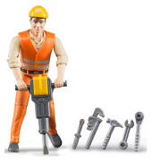 bruder bworld 60020 Bauarbeiter mit Zubehör Spielfigur